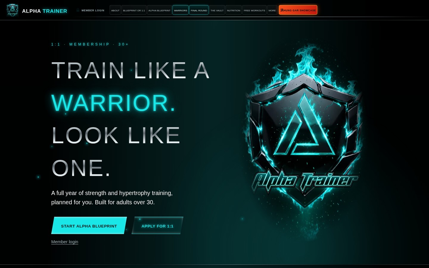 alphatrainerhq.com homepage